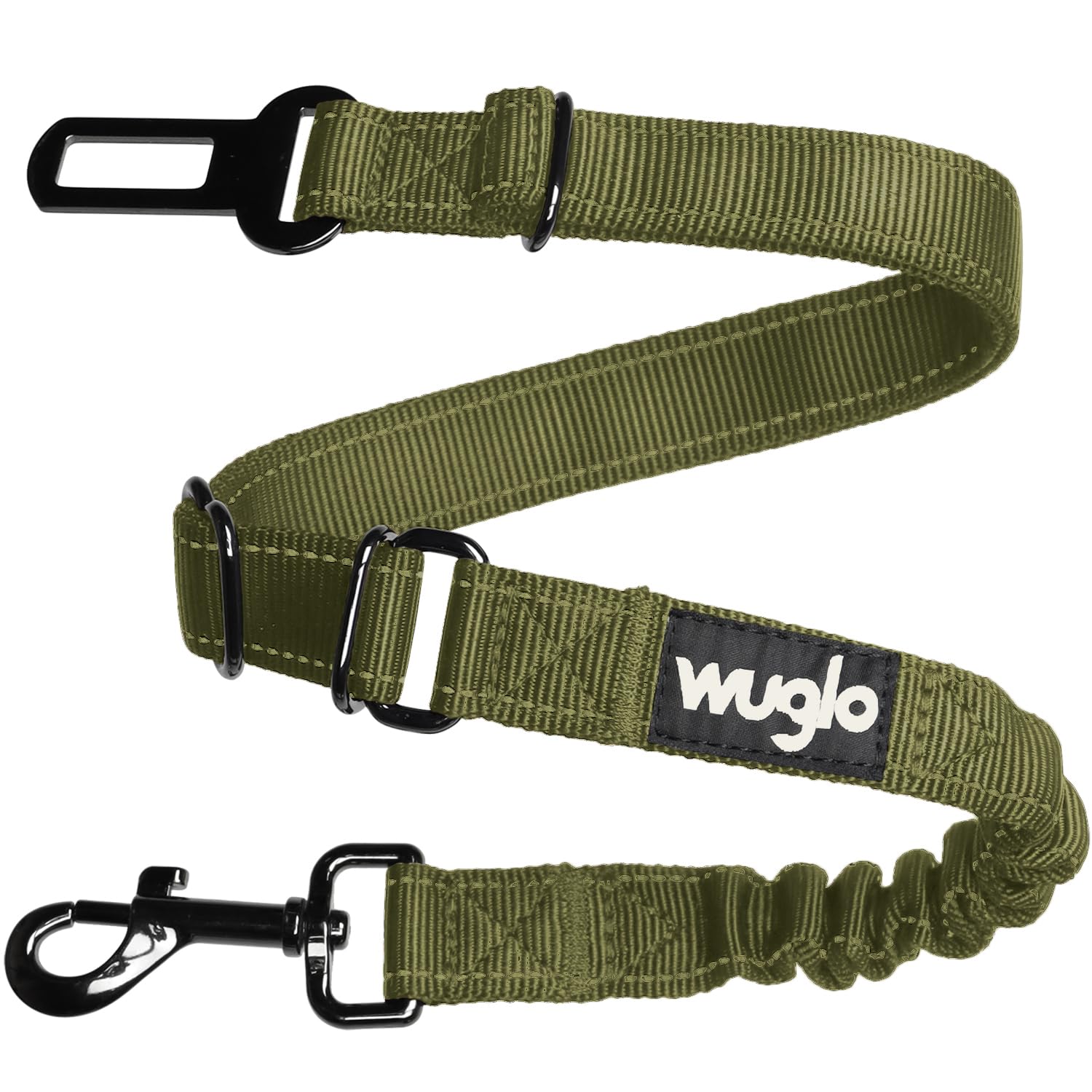 Wuglo 30-95cm Dog Seat Belt - Dog Car Harness with Strong Elastic Belt - Durable & Safe Dogs Cars Seat Belts Clip - Universal Dog Seatbelt for Car Travel (Khaki)