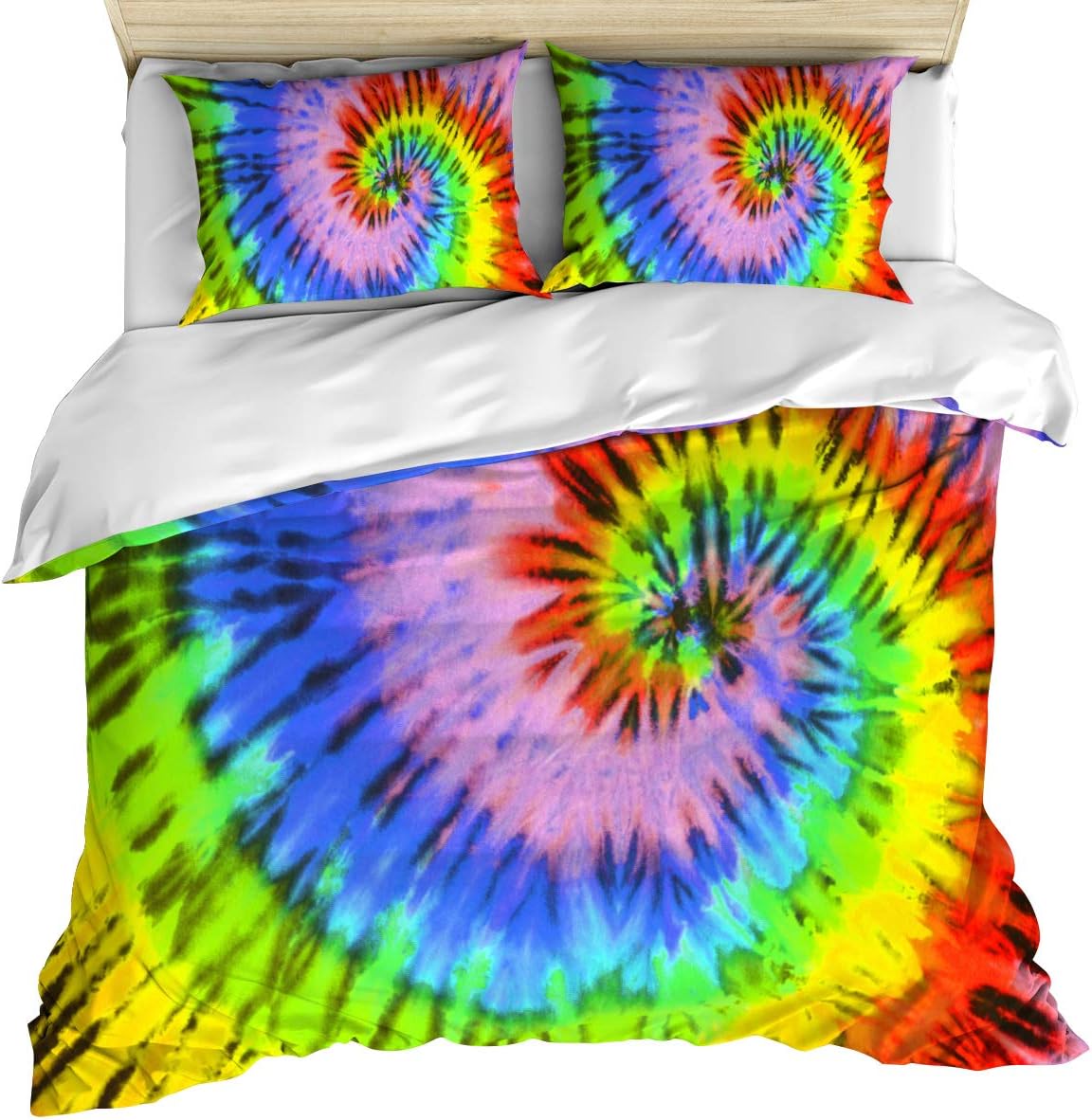 Luxury Bedding Duvet Cover Full, Rainbow Tiedye Duvet Quilt Cover and