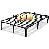 VIPSHOW 18 Inch Queen Bed Frame, 3500Lbs Heavy Duty Metal Platform with Round Corner Legs Mattress Slide Stopper, Steel Slat Support No Box Spring Needed, Noise Free, Non-Slip, Easy Assembly