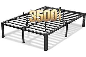 VIPSHOW 18 Inch King Size Bed Frame, 3500Lbs Heavy Duty Metal Platform with Round Corner Legs Mattress Slide Stopper, Steel Slat Support No Box Spring Needed, Noise Free, Non-Slip, Easy Assembly