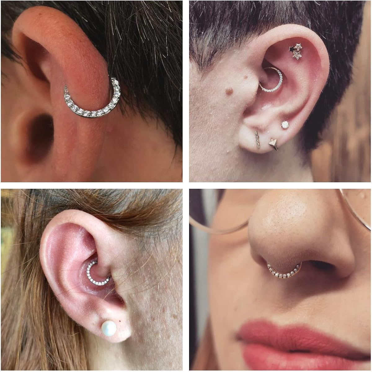 OUFER 16G Daith Earrings Piercings Helix Hoop Clicker Surgical Steel Cartilage Earring CZ Line Conch Tragus Nose Septum Ring Women 6/8/10/12mm - Image 4