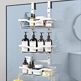 UUlioyer Hanging Shower Caddy Over Door 3 Layer White No Drilling
