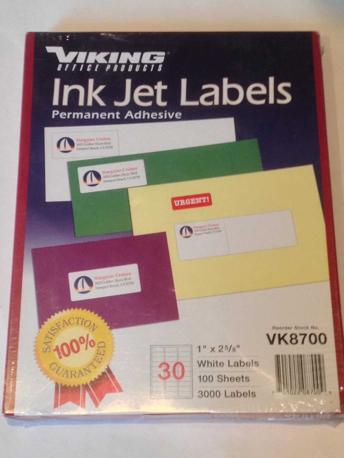 Viking Office Products Ink Jet Labels 1" x 2 5/8" 30