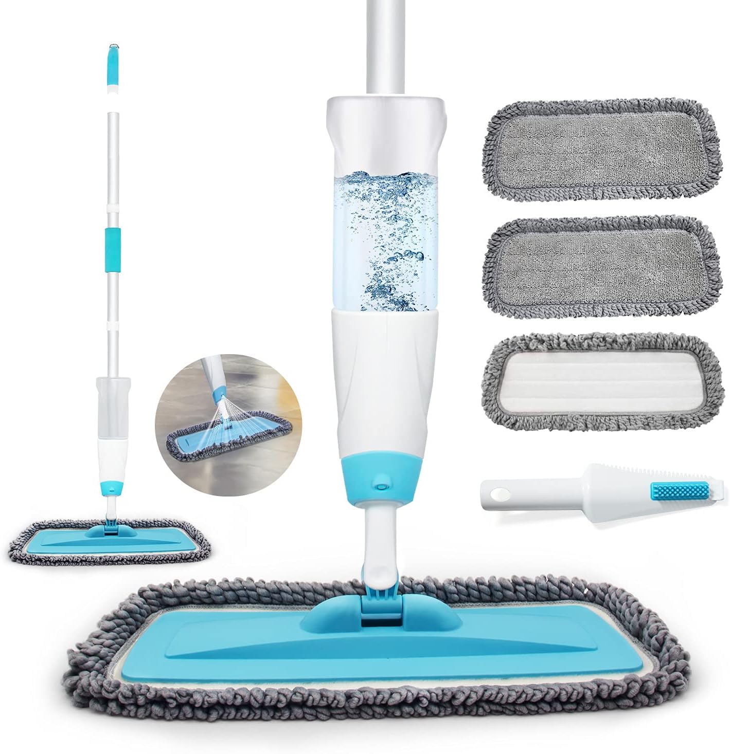 Spray Mop for Floor Cleaning, JMZZY Microfiber Floor Mop with 600ML Refillable Bottle & 3 Washable Mop Pads for Wood Floor Kitchen Hardwood Laminate Ceramic Tiles: Health & Personal Care