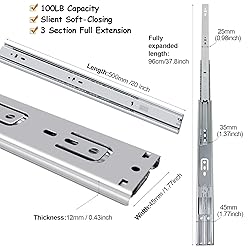 20 inch Soft Close Drawer Slides 6 Pairs Ball