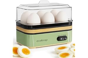 Evoloop Rapid Egg Cooker Electric 6 Eggs Capacity, Soft, Medium, Hard Boiled, Poacher, Omelet Maker Egg Poacher With Auto Shu