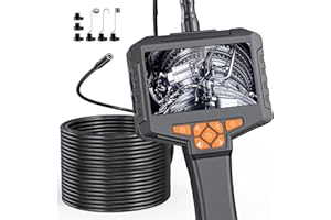 GINOCACO 50FT Borescope Camera with Light, 4.3‘’ Endoscope with 8 Adjust Lights, 1080P Inspection Camera with Semi-Rigid Cable, IP67 Waterproof Bore Scope for Automobile Inspection, Cool Gadgets for Men
