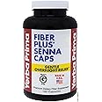 Yerba Prima Fiber Plus Senna Capsules, 180 Count - Gentle Overnight Relief, USA Made, Non-GMO, Gluten-Free