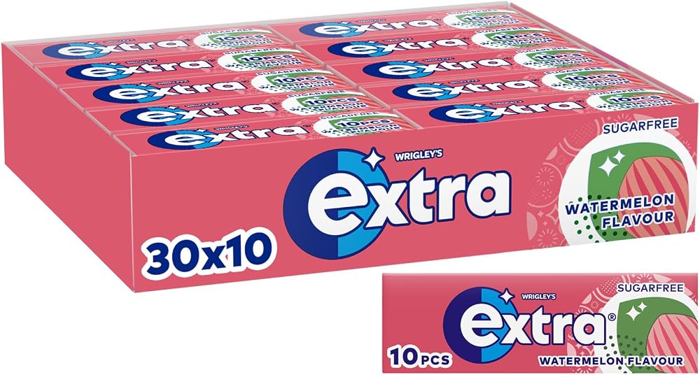 Extra Watermelon Sugar Free Chewing Gum Bulk 300 Pieces 30 Packs of 10