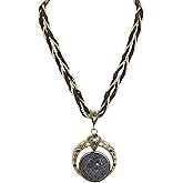 MINACHI Multilayer Beads Chain Necklace, Turquoise-Toned Stone Pendant, Vintage Hippie Retro Bohemia Style, Fashion Jewelry for Women