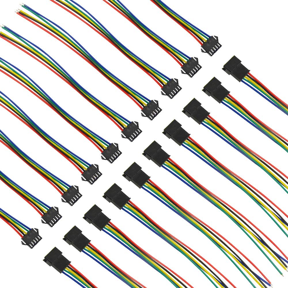 BGTXINGI 50PCS (25Pairs) 5PIN Female and Male Connection Plug with Terminal Connector Wire Cable for LED Light Strip 150mm Compatible with JST SM
