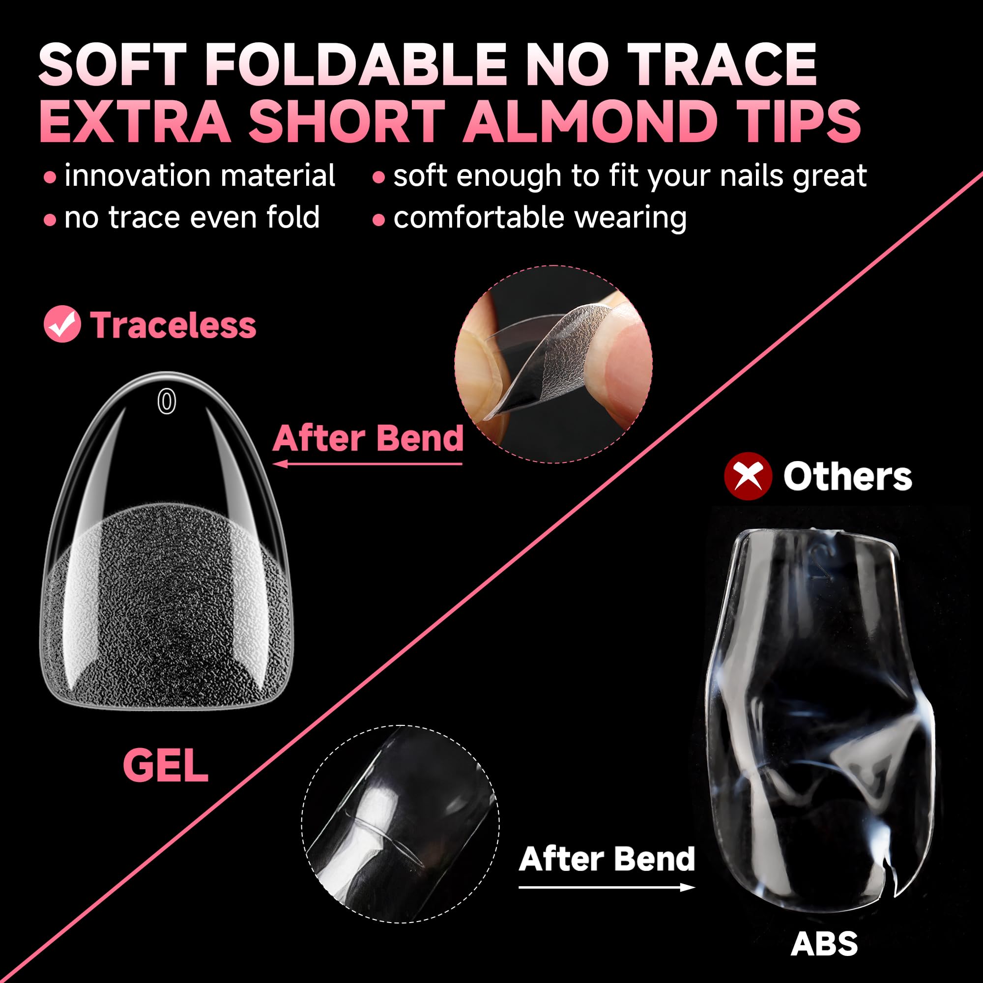 UNA GELLA Extra Short Almond Nail Tips 12 Sizes Short Almond Gel Nail Tips 120Pcs Soft Gel Clear Full Cover Nails Tips Acrylic False Nails Press On Nails for Extensions DIY Salon - Image 4