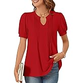 syoss Plus Size Women's Summer Tops 2026 Puff Short Sleeve Dressy Casual ladies Blouses Elbow Length Sleeve