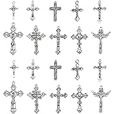 LiQunSweet 50 Pcs 10 Styles Vintage Style Easter Religious Christian Charms Jesus Crucifix Cross Charms for DIY Necklace Bracelet Jewelry Making