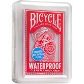 Bicycle Waterproof Playing Cards Red Plastic Deck Pool Beach | 100% waterproof and washable, Modern Cupid Back design, Protective clamshell case included, Durable yet flexible