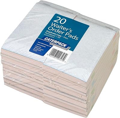 Caterpack by Robinson Young 20 Pack Waiter Order Pads Duplicate Copy 1-50