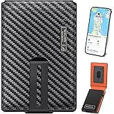 SMART CC Men Wallet with Tracker Slim Pop Up Card Holder 6-7 Cards, Work with Apple Findy(iOS only), Wallet Tracker with Money Clip(Black&Orange iOS only)
