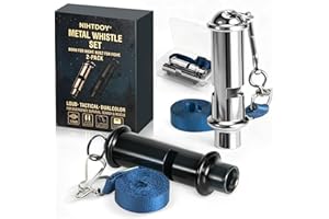 Nihtdoy Dual Emergency Whistles (2 Pack) – 120dB Survival Whistles for Hiking, Camping & Rescue – Lightweight, Durable, One Silver & One Black
