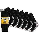 Mens Heavy Duty Steel Toe Work Cotton Socks, Thick Triple Cushioned Warm Crew Socks
