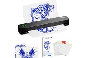 XWKOXWK 2026 New Tattoo Stencil Printer Machine with Tattoo Transfer Paper,for Tattoo Beginners&Artists,Portable Thermal Inkless Wireless Printer,Compatible with Phone/Pc&Pad (C80S)