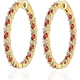 LAXPICOL Hoop Earrings Fashion Clear Red Cubic Zirconia Hoop Earrings for Women Golden Tone