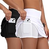 Chicingyou 2 Pack Golf Skirts for Women High Waisted A Line Tennis Golf Athletic Casual Skorts with Shorts Pockets Workout