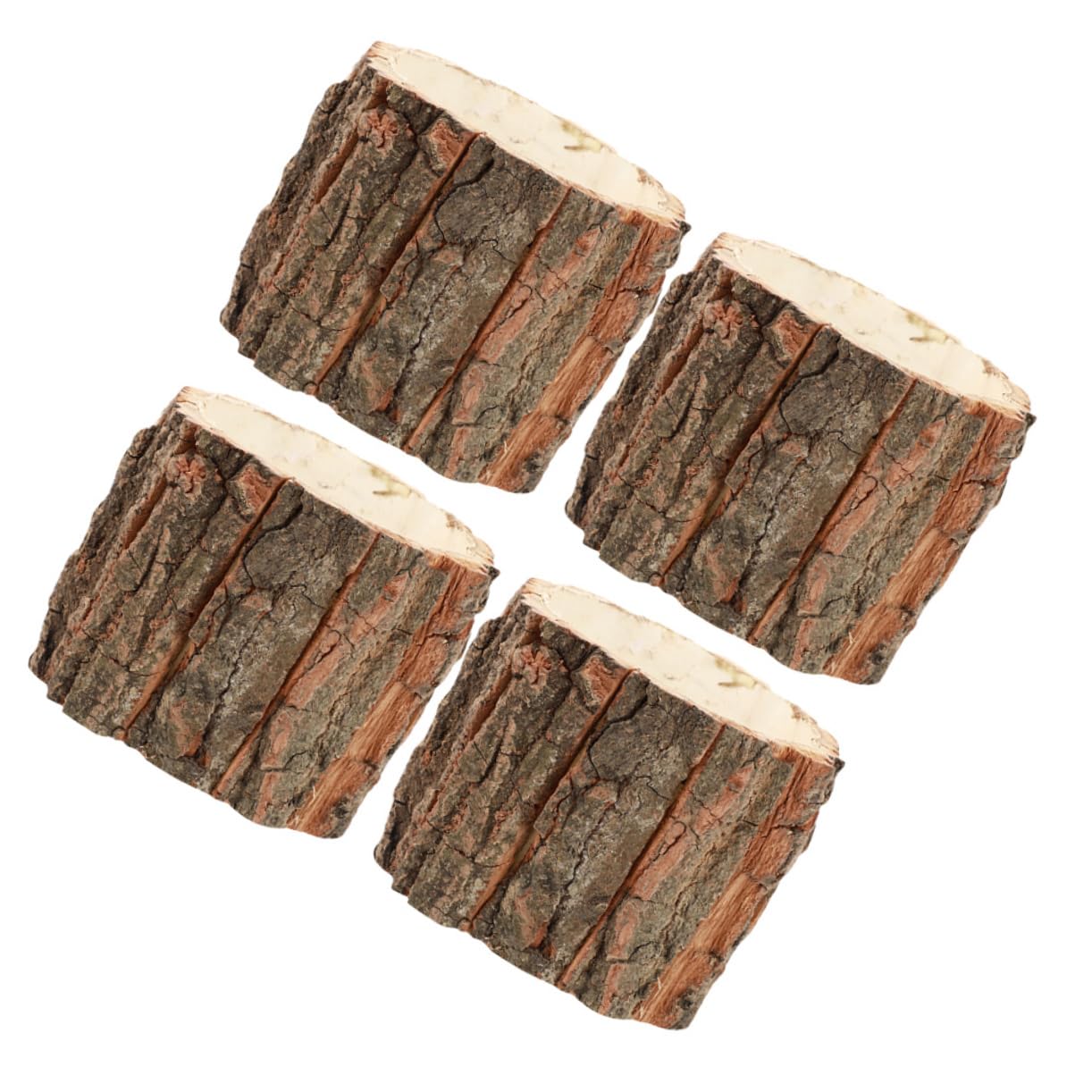 ABOOFAN Mini Rainbow Flag tree stump pot wooden flowerpot plant home decor log 4Pcs Miniature Picture Frame