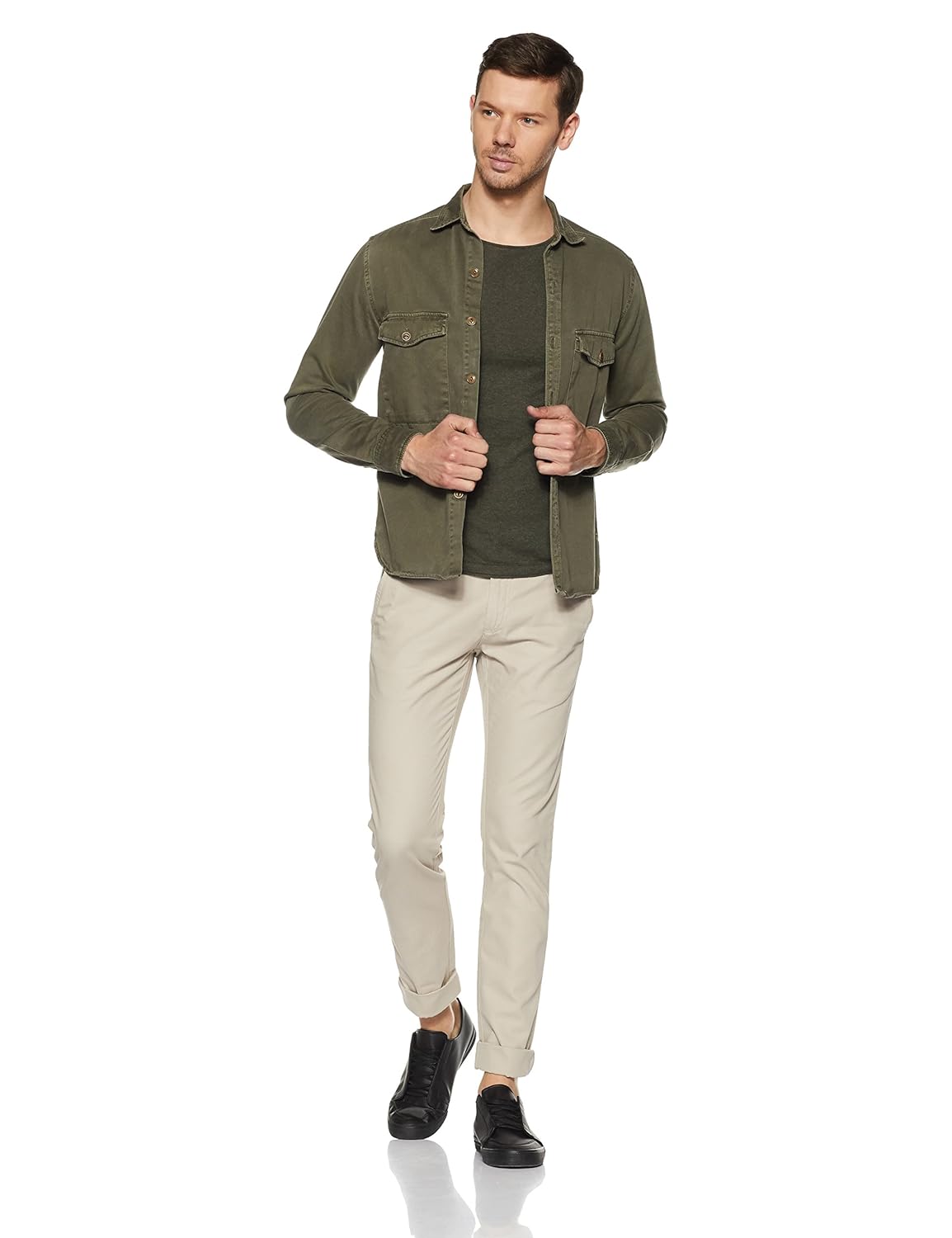 arrow sports men's straight fit cotton casual trousers