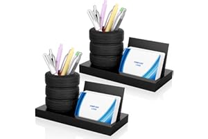 MAQUITA 2Pcs Tire Shape Stationery Set Car Salesman Gift Tire Stack Pen Holder Business Card Holder Car Salesman Desk Accesso