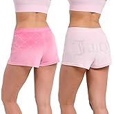 Juicy Couture Velvet Fleece Shorts 2 Piece Designer Pajama Set for Women, 2-Pack Sleep and Lounge Shorts