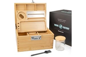 Viking Factory Thoughtful Gift Idea – Premium Bamboo Locking Box Set with Upgraded Tray and Accessories for Elegant Home Organization (Bamboo)