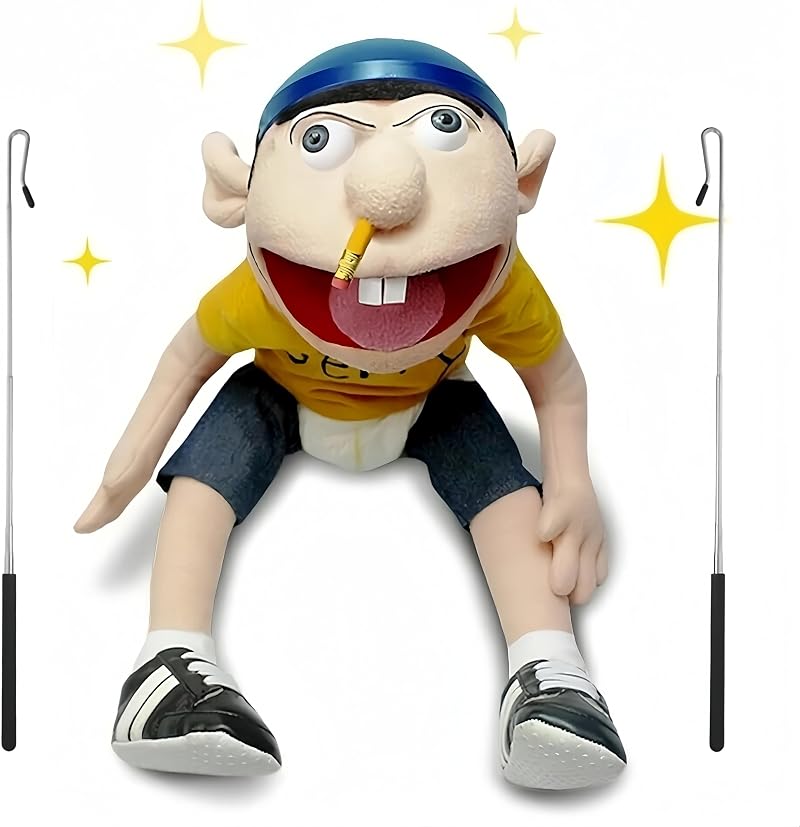Britiva SML Jeffy Hand Puppet with 2 Rods 60cm XL Ventriloquist Dummy