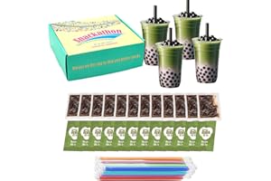 Snackathon Instant Bubble Pearl Milk Tea Kit with Authentic Brown Sugar Tapioca Pearls, Ready in Under One Minute, Straws Included (12 Servings, Matcha)