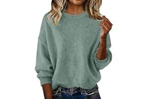 GENERIC Cashmere Sweaters for Women Round Neck Wool Long Sleeve Pullover Tops Warm Lightweight Winter 2025 Cozy Knitted Sweater