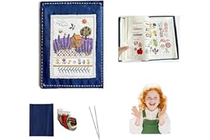 Embroidery Stitch Book Kit for Beginners, DIY Embroidery Sewing Book Set, Sewing Practice Kit with Fabric Pages, 200+ Pattern