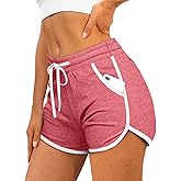 Aloodor Womens Athletic Shorts Running Dolphin Shorts with Pockets and Drawstring