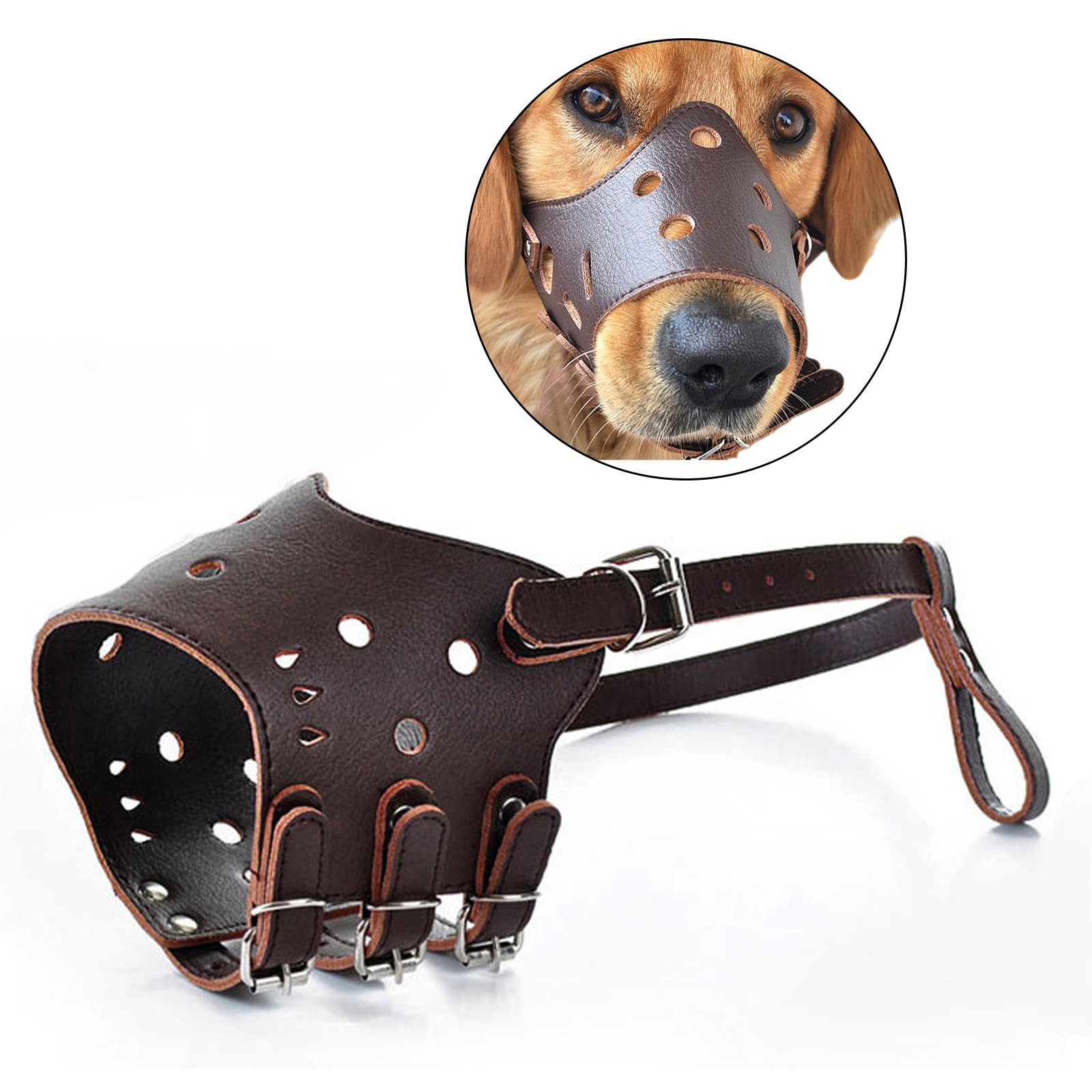 PETCUTE Dog muzzle Anti bite Leather Dog Muzzles prevent biting barking chewing adjustable pet muzzle Soft