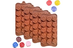 JIRFZUY Chocolate Silicone Molds (4 Packs), Rose Flower Shape Silicone Baking Molds, Ice Cube Chocolate Cake Candy Soap Molds