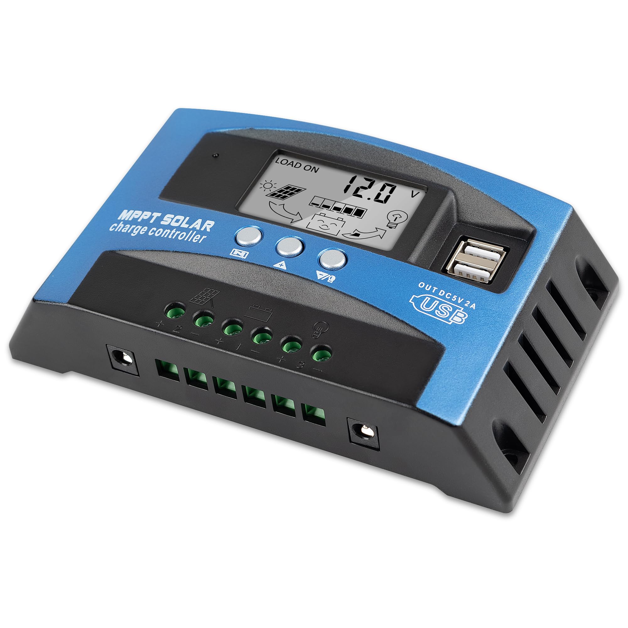 Photo 1 of 100A MPPT Solar Charger Controller 12V/24V Auto Intelligent Regulator with LCD Display/Dual USB Port/Adjustable Parameter/3 Load Modes Fit for Lead-Acid, Lithium-Ion and Lithium Iron Phosphate Battery