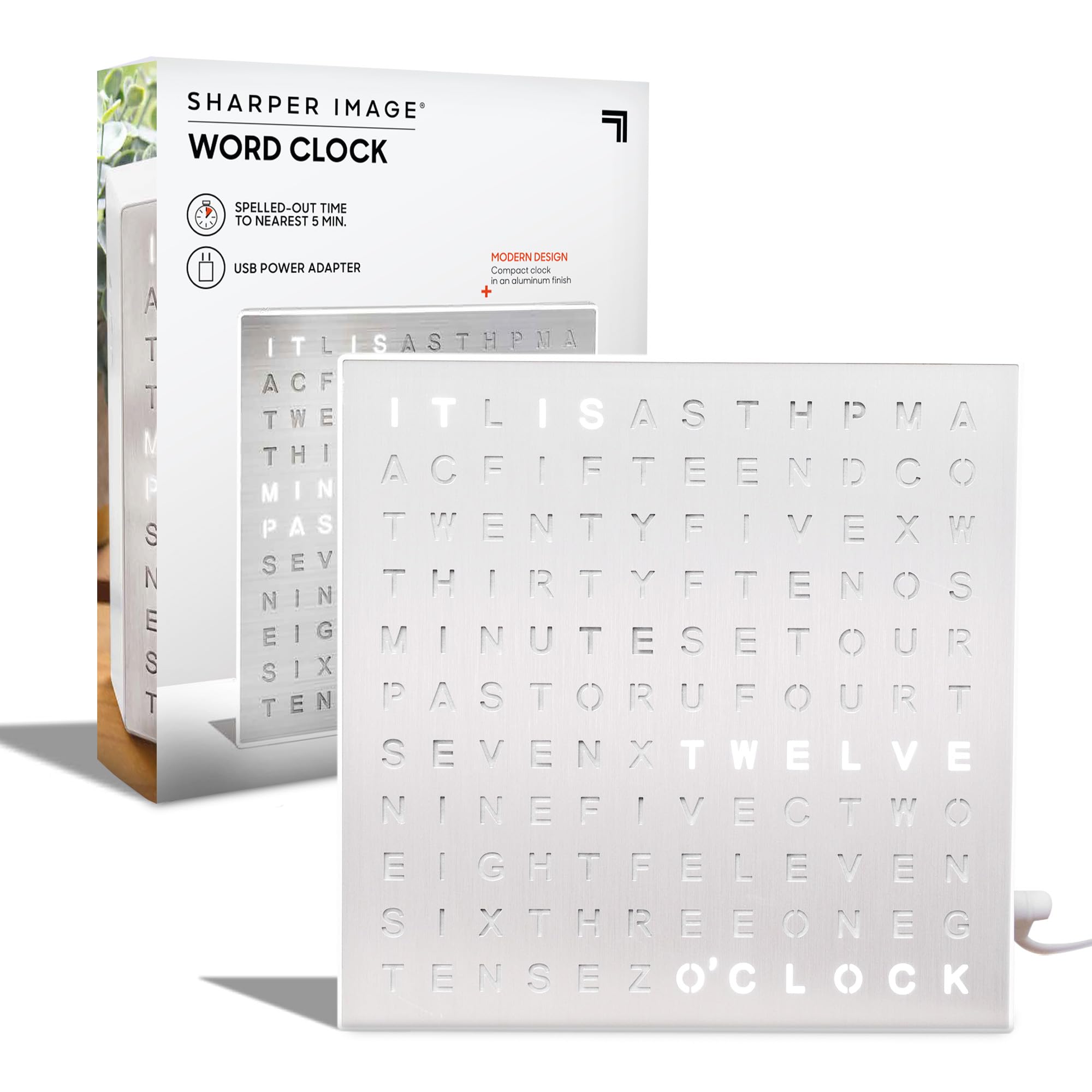 Mua LED LightUp Word Clock, 7.75" Modern Design, Electronic Accent