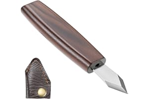QWORK Woodworking Scribing Cutter with Leather Sheath, Wood Scribe Tool for Carving, Precision Double Beveled Woodworking Chi