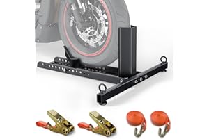 Dithoko Adjustable Motorcycle Wheel Chock Stand, 1800lb Capacity Heavy-Duty Motorcycle Stand Wheel Tire Chock with 2 Sets Tie Down, Motorcycle Trailer for 15"-22" Wheels