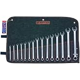 Wright Tool 752 Metric 12-Point Combination Wrench Set, 15-Piece | Sizes 7 mm&ndash;22 mm, WrightGrip&reg; 2.0, Satin Finish with Roll Pouch Made in USA