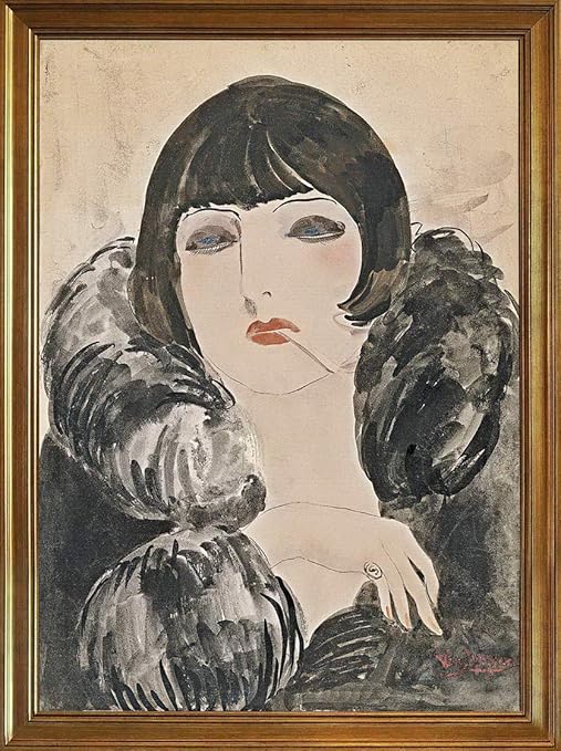 Amazon Co Jp Kees Van Dongen 古典フレーム ジクレー キャンバスに印刷 有名な絵画 美術品 ポスター 再生 壁の装飾 ハングする準備ができて タバコを持つ女性の肖像キキ ド モンパルナス Jk ホーム キッチン