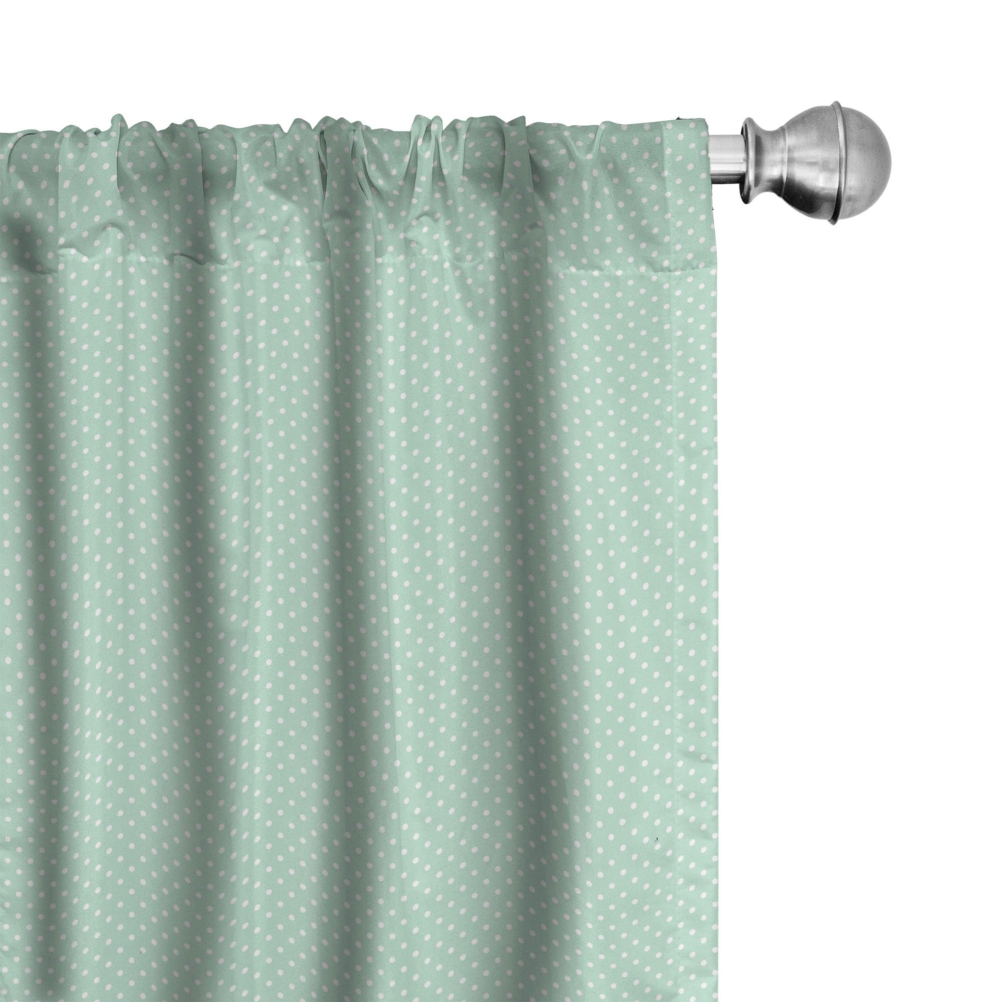 ABAKUHAUS Green 4 Panel Curtain Set, Retro Style Baby Nursery Themed Pattern with Little White Polka Dots Pastel, Window Treatments 4 Panel Set for Living Room Bedroom, 150x175 cm, Mint Green White