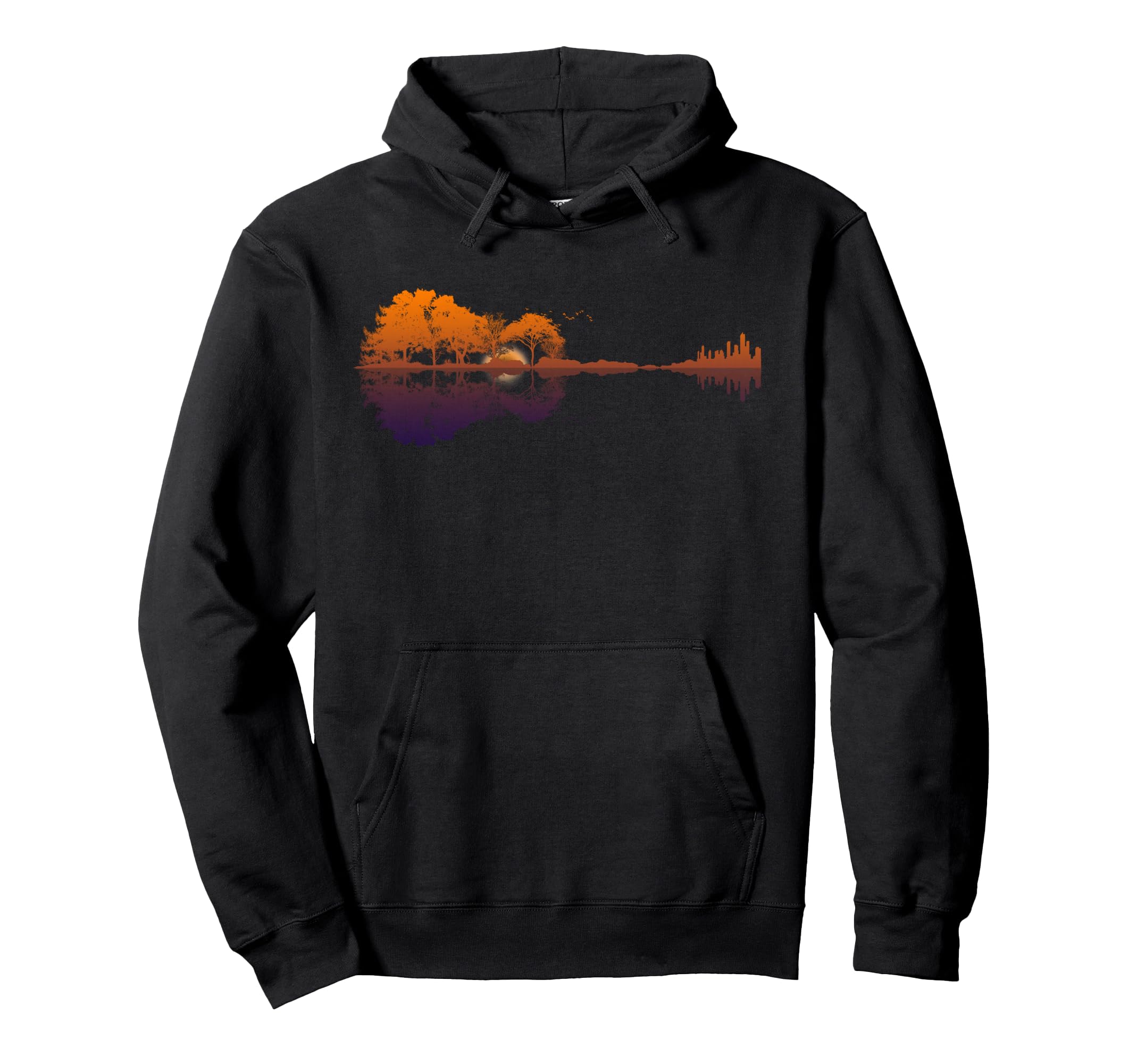 Guitar Lake Reflections Music and Guitar Lover Guitar Pullover Hoodie