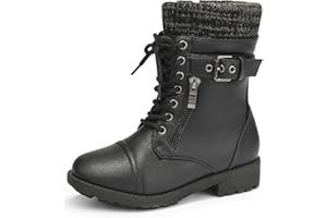 DREAM PAIRS Girl's Mid Calf Combat Ankle Lace up Boots
