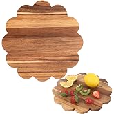 Acacia Wood Cutting Board for Kitchen, Scalloped Charcuterie Serving Tray | Wooden materials, scalloped edge, reversible dual-sided for chopping &amp; serving platter, versatile 30x30cm