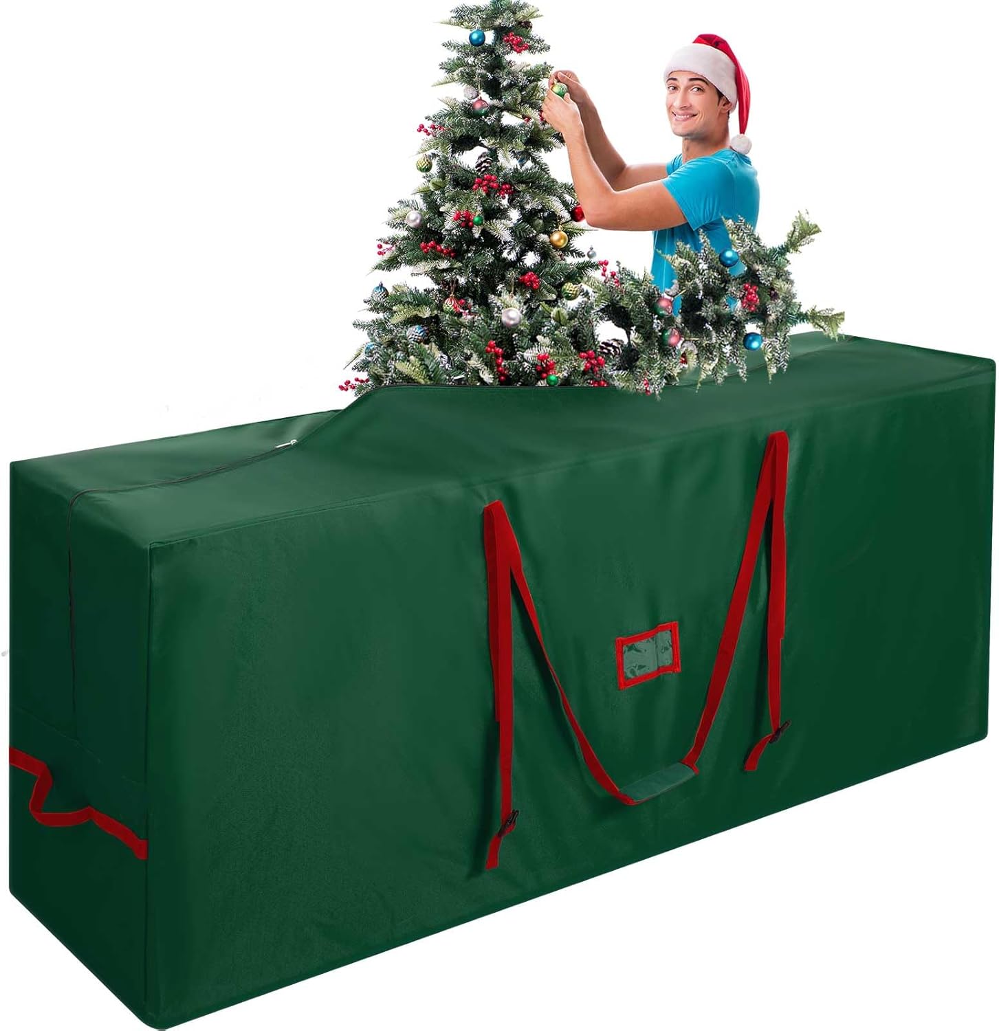 Holiday Décor Storage - Abbylike Christmas Tree Storage Bag Fits up to 12 ft Tall Artificial Disassembled Trees 68x30x20 Inch Heavy Duty 600d Oxford Xmas Holiday Tree Bag with Durable Handles and Dual Zipper(Dark Green)