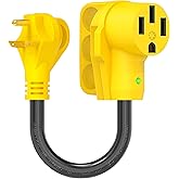 PEAKTOW Heavy Duty RV Dogbone Electrical Power Plug Adapter Converter 30 Amp Male to 50 Amp Female 125V/3750W with LED Indica